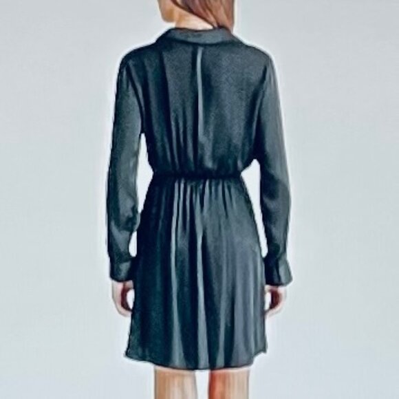 Steve Madden Washed Satin Faux Wrap Dress in black (L) New with Tag - Picture 5 of 13